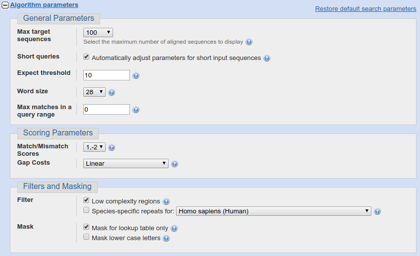 Parametry algorytmu wyszukiwania