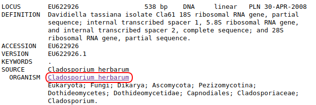 Pole `ORGANISM`